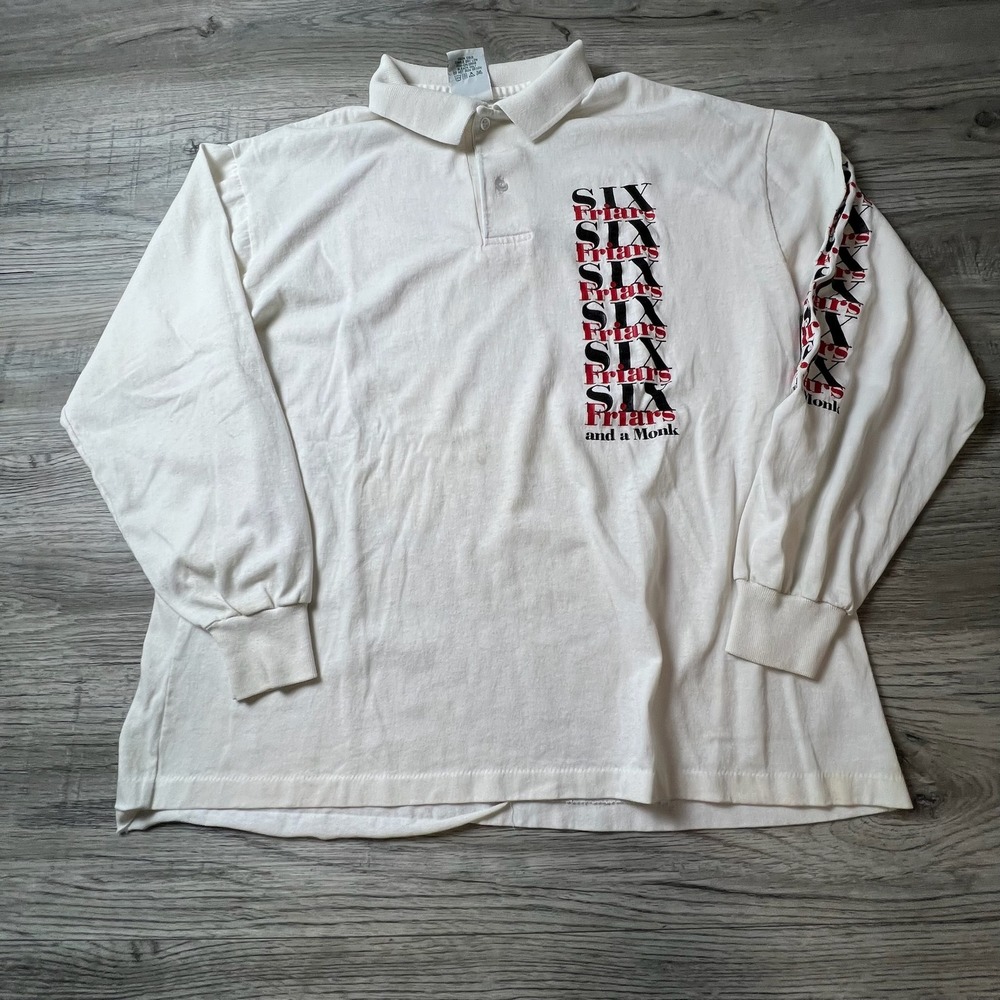 Great American Originals Polo Mens L White Six Friars and a Monk Vintage 90s USA